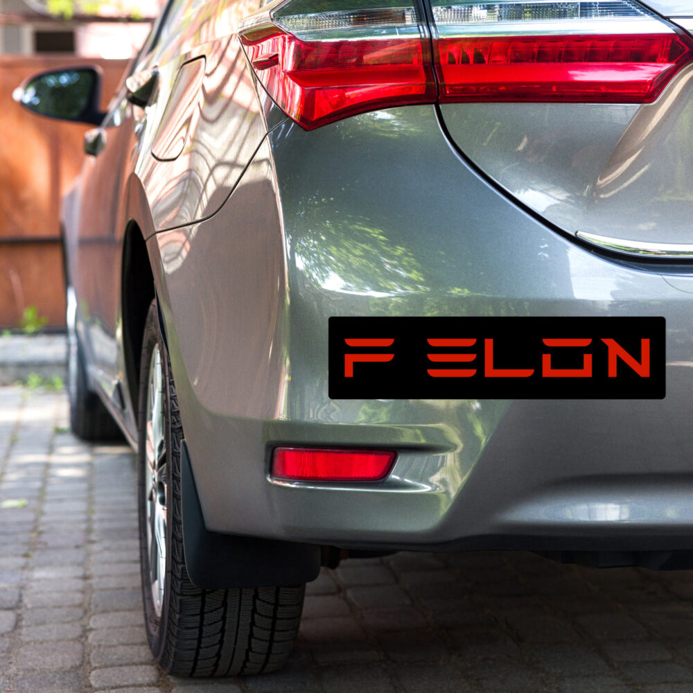 F Elon black bumper sticker