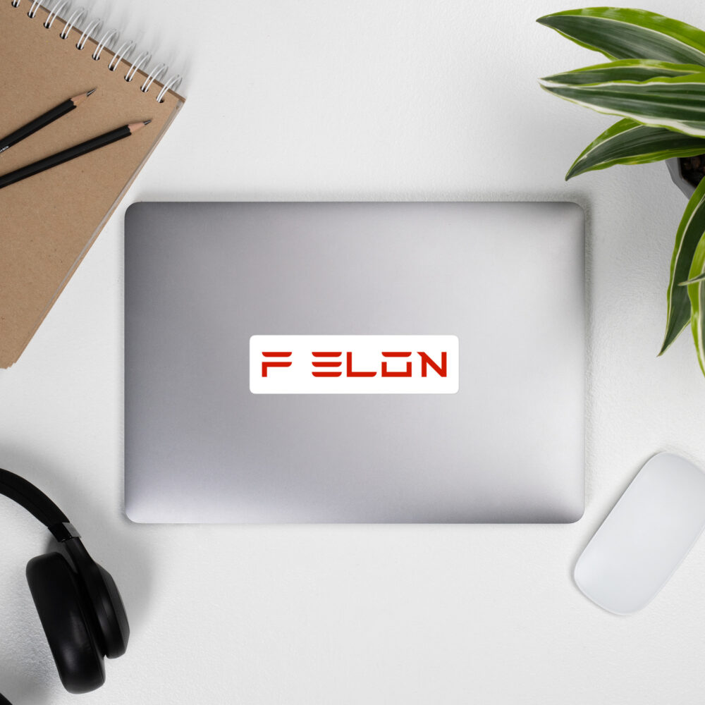 F Elon white sticker
